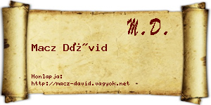 Macz Dávid névjegykártya